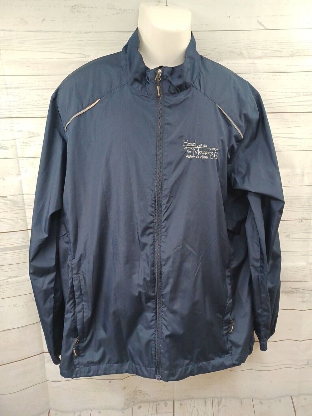 Core 365 Mens Full Zip Navyblue Windbreaker Jacket Pockets Sz L